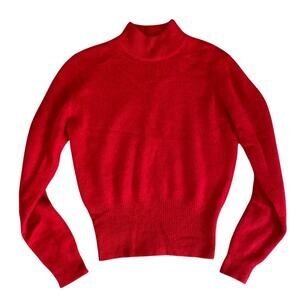 Nina Patrick Red Vintage Lambs Wool Angora Rabit Hair Mockneck Sweater Size S